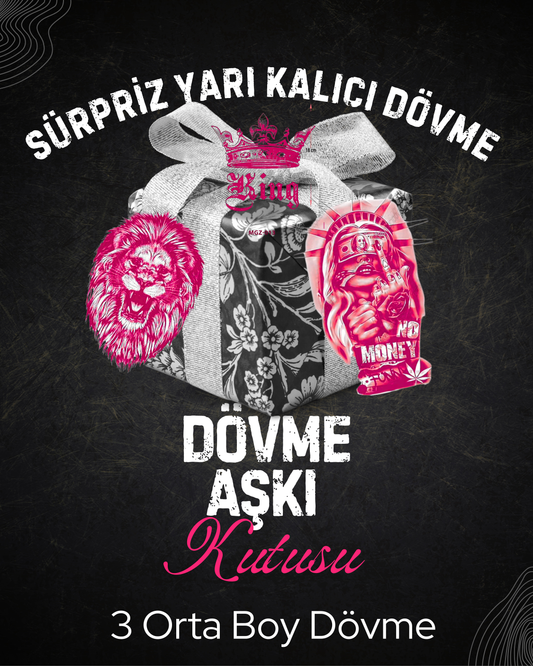Sürpriz Dövme Aşkı Kutusu (3 Adet Orta Boy Dövme)